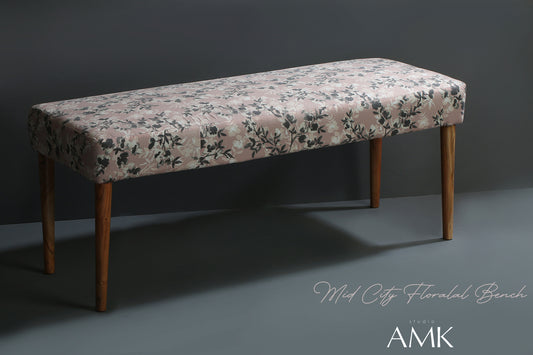 MID CENTURY FLORAL BENCH